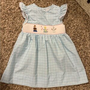Adorable Blue Gingham Dress with Embroidery